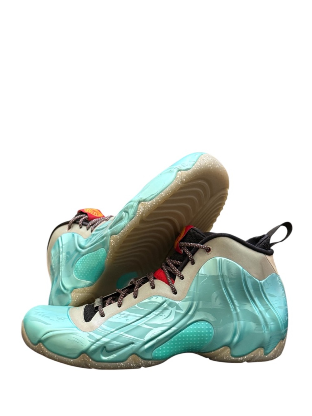 NIKE - TEAL SILVER BLACK RED AIR FLIGHTPOSITE EXPOSED “YEAR OF HORSE” SNEAKERS